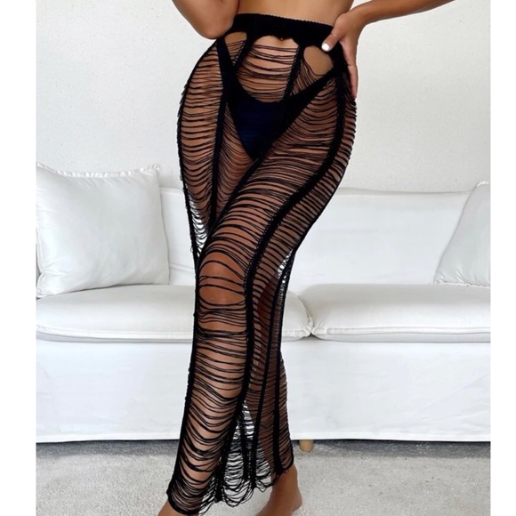 Black Mesh Cover Up Skirt